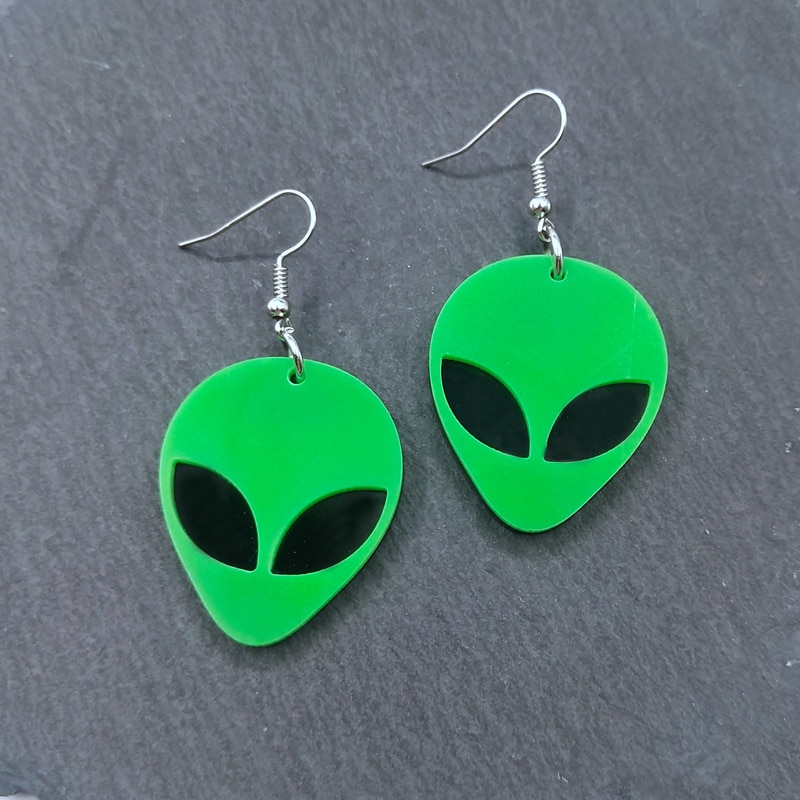 Cartoon Acryl Alien Vintage Verklaring Oorbellen Green Et Oorbellen Voor Vrouwen Verklaring Bar Party