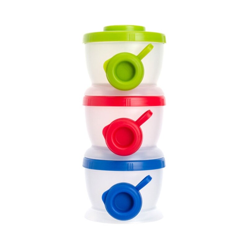 Baby Formula Milk Powder Dispenser Airtight Food Storage 3 Compartment Stackable: C