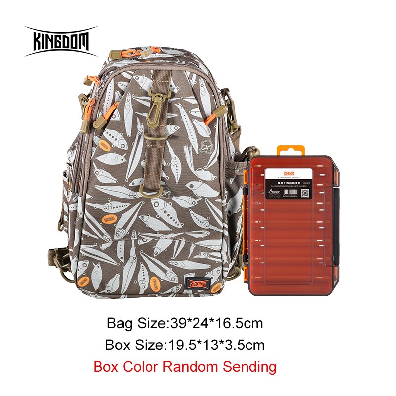 Kingdom Fishing Bag Outdoor Backpack Waterproof 1000D Nylon Material Strong Durable Multi-functional Large Capacity Model LYB-17: Khaki