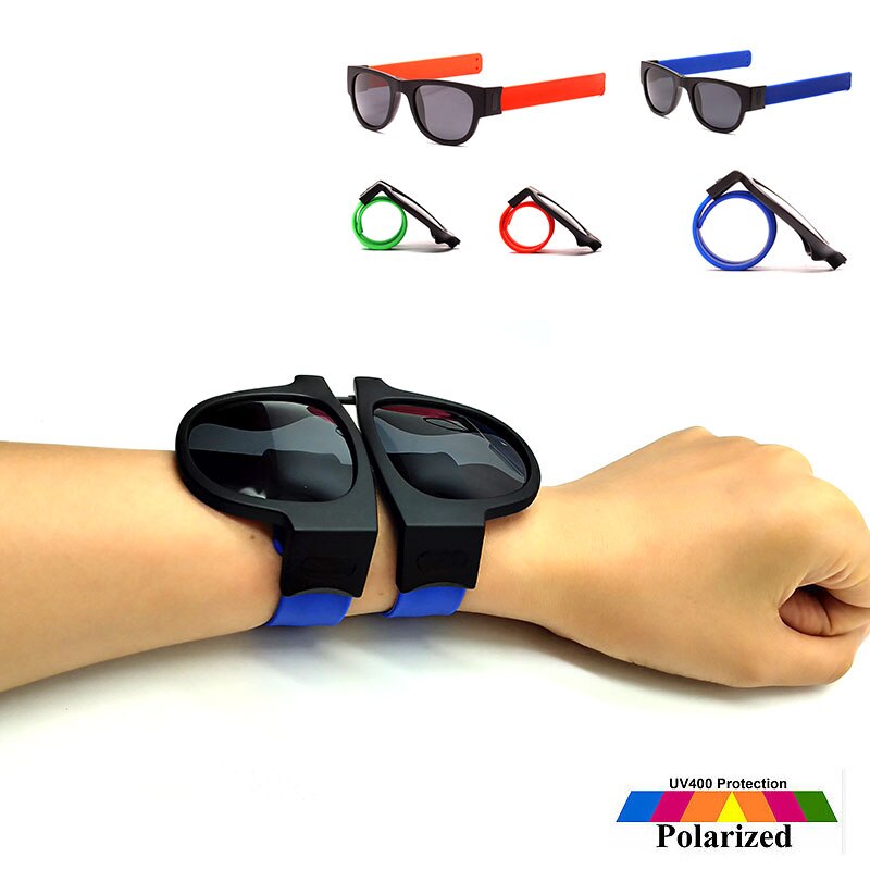 Slap Sunglasses Polarized Women Slappable Bracelet Sun Glasses for Men Wristband Fold Shades Oculos Colorful Mirror