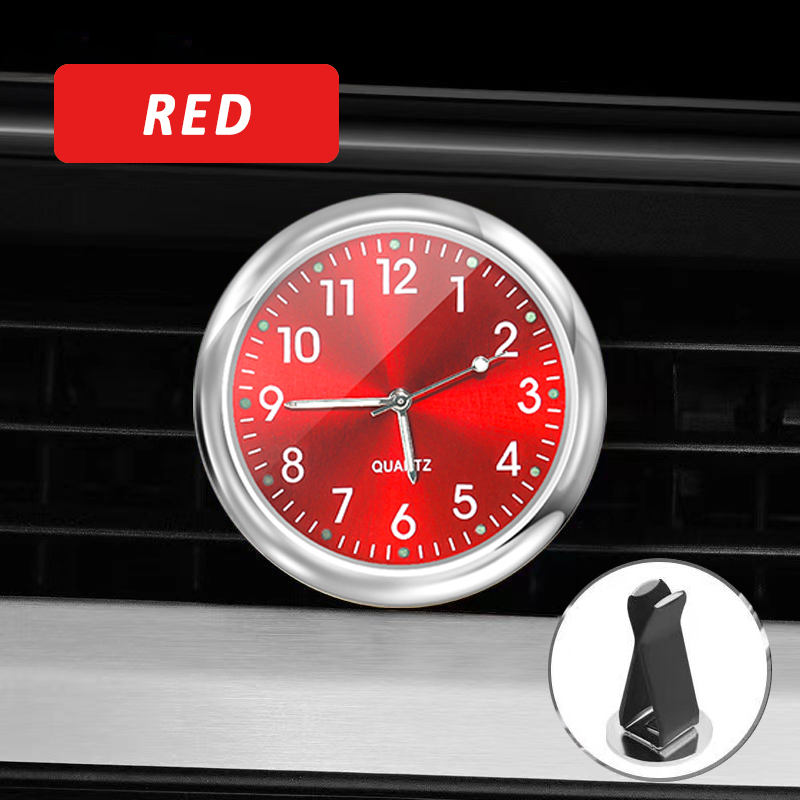 Reloj del tablero de la salida de aire del automóvil, accesorios de decoración noctilucentes electrónicos adhesivos para el coche: Blanco