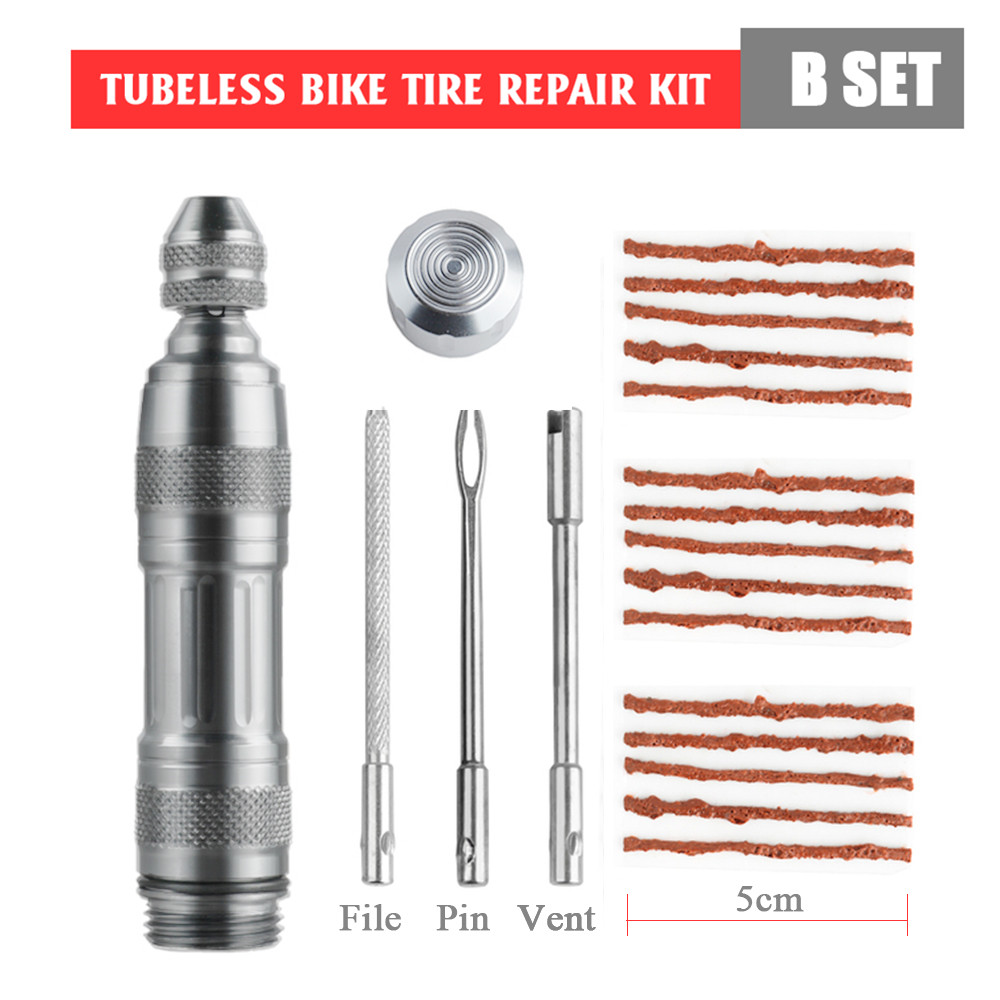 Bicycle Tubeless Tire Repair Kit Tire Portable Urgent Drill Rubber Strips Tyre Puncture Sealant Repair Kit Bicycle Repair Tools: Red