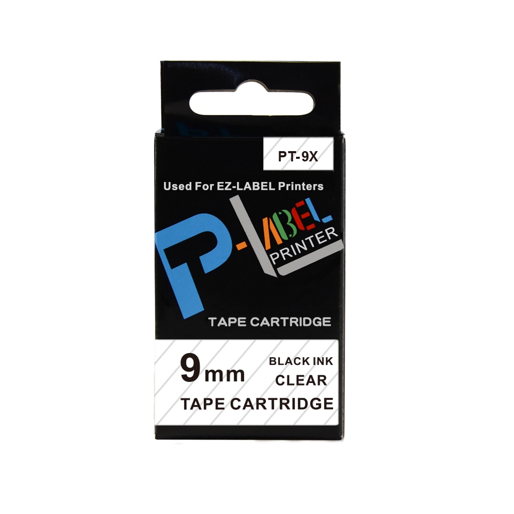 PUTY Compatible Tape XR-9X Black on Clear 9mm 1/4" XR-9X xr-9x Label Tape Cartridge for EZ label Printer KL-120 KL-430 KL-60