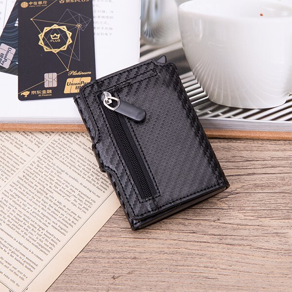BISI GORO-tarjetero con botón RFID para hombre, tarjetero de aluminio y Metal de , billetera negra, monedero: Tanxian Black X-59