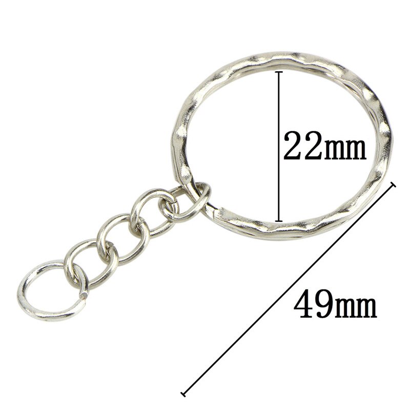 50 stk/parti dia 25mm polerede nøglering nøglering splitring med kort kæde nøgleringe kvinder mænd gør-det-selv nøgleringe tilbehør