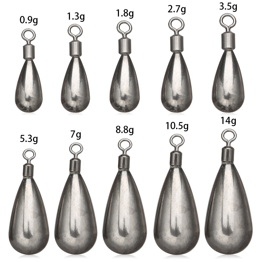 0.9-14g Tungsten Fishing Sinker Tear Shot Weights Sinker Bass Carp Fishing Tackle Quick Release Casting Fish Hook Connector