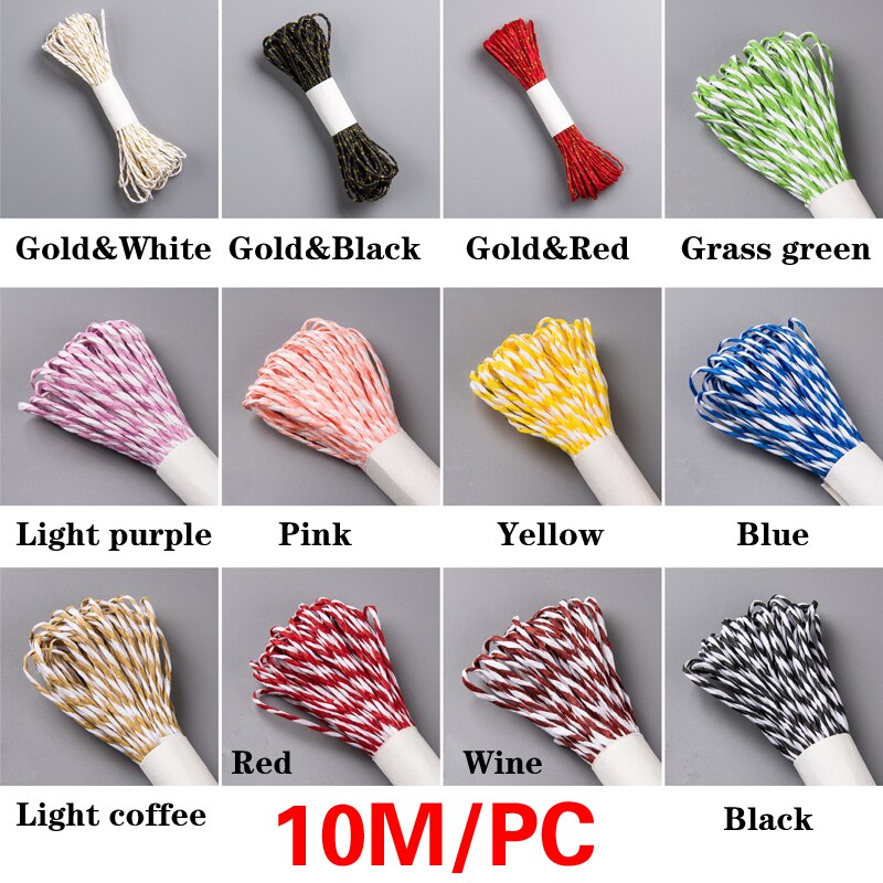 1 bundle 10 meters Natural Lafite Straw Rope String 2mm Rustic Wrap Packaging Line Wedding Decoration