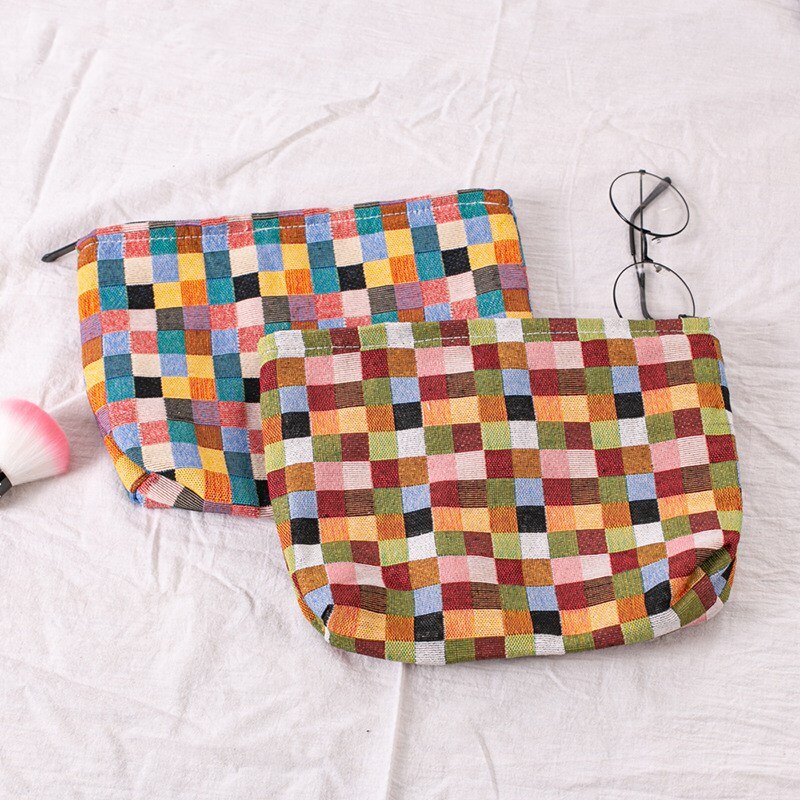 Purdored 1 Pc Vrouwen Kleur Mozaïek Cosmetische Tas Grote Reizen Rits Vrouwelijke Cosmetische Tas Make Organisatoren Beauty Case Waszak