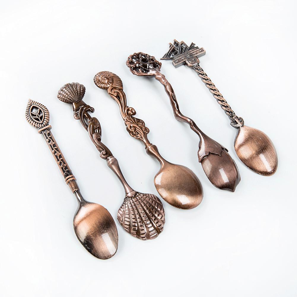 5Pcs Shaped Stainless Steel Coffee Spoon Spoons Ice Cream Spoon Set