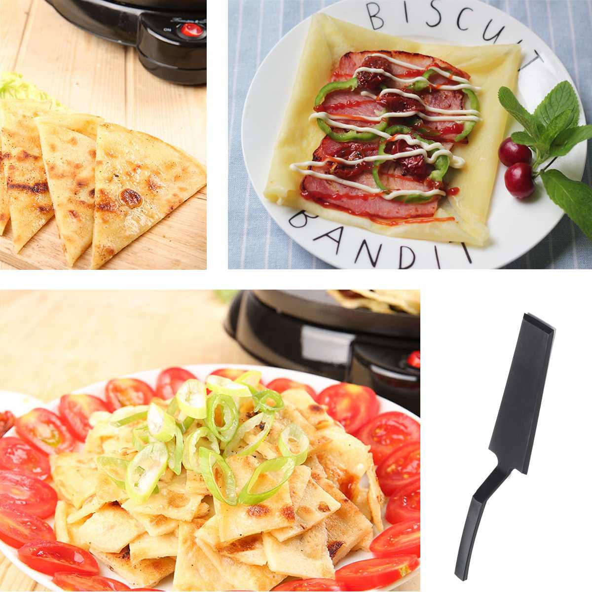 Máquina eléctrica para hacer tortitas, para el hogar de 650W sartén antiadherente, máquina de rollos de primavera china, plancha eléctrica para freír pasteles