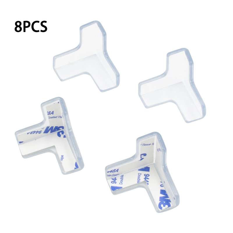 Protector de esquina de silicona para muebles, funda de seguridad Anticolisión de vidrio para mesa, borde de esquina, cojín Protector para bebé, 4/8/16 piezas: 8pcs Ttype