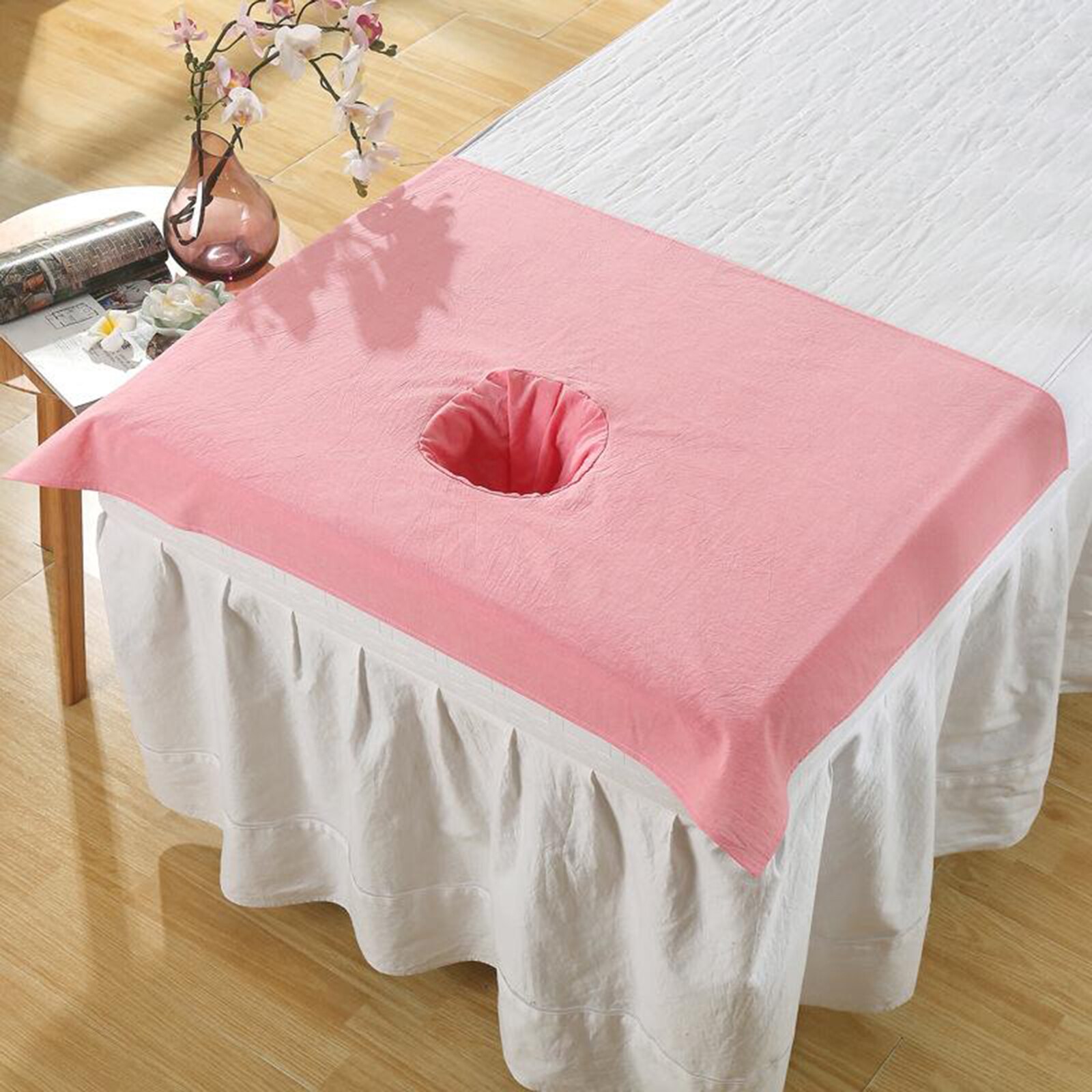 Toalla de algodón para SPA, Media funda de mesa de masaje, belleza, agujero para la cara, 50x70cm: B