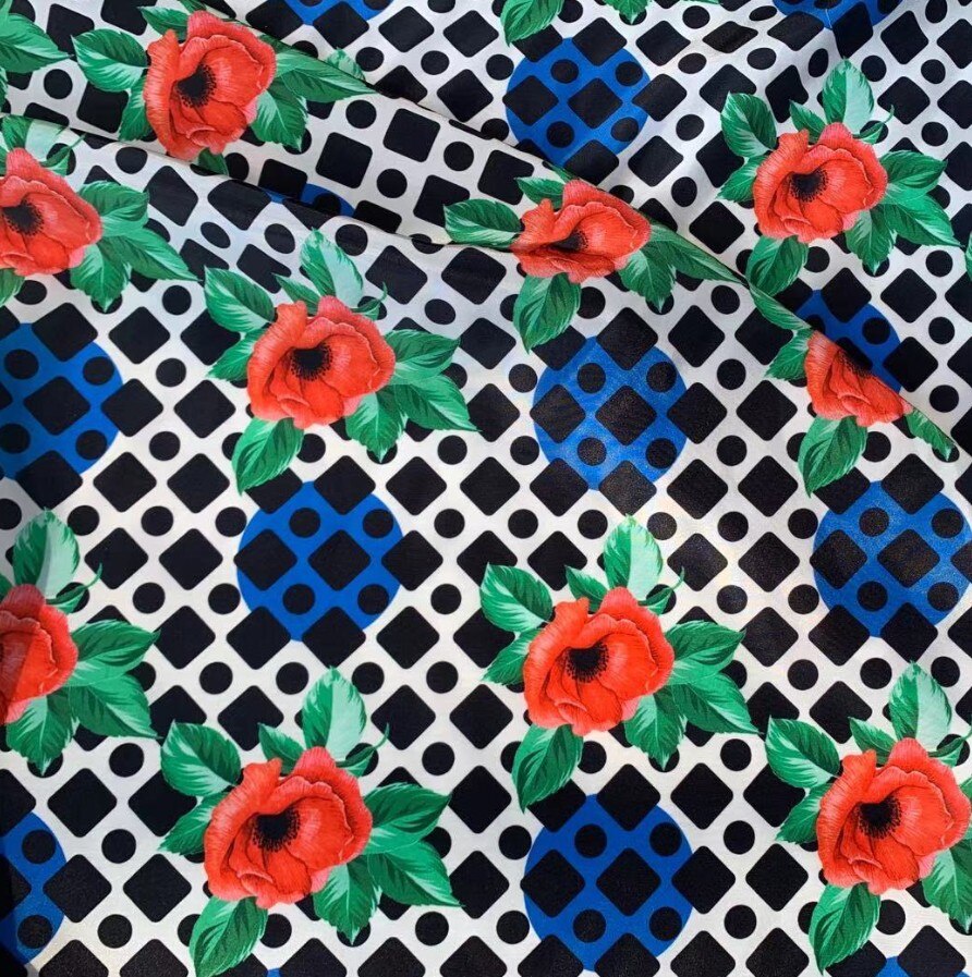 Spring and Summer Imitation Silk Fabric Digital Printing Fabric High Custom Handmade DIY Clothing Materials