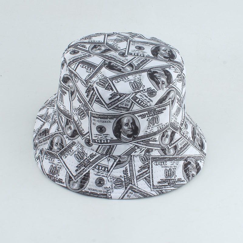 Dollar Print Fishing Cap Bob Chapeau Femme Reversible Bucket Hat Men Fishing Bucket Hats For Women Harajuku Hip Hop gorro: tiao wen dollar