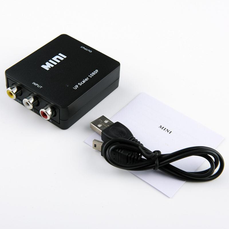 Composite AV Video Converter Adapter MINI HDMI-compatible to 3RCA CVBS for TV PS3 VHS VCR DVD Black