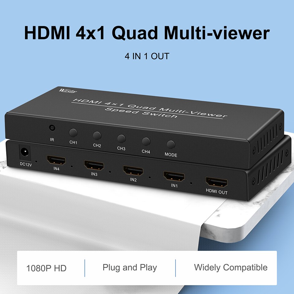 4X1 Hdmi Multi-Viewer Hd Quad Screen Multiviewer Met Hdmi Naadloze Switcher 1080P Hd Ir Switch 4 Kanaals video
