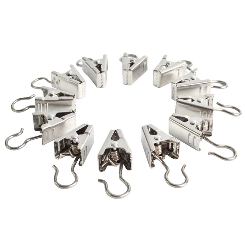 10pcs Heavy Duty Curtain Stainless Steel Clips Hook Bath Curtain Curtain Hook Clips Rod Clothes Clips Pegs Silver Shower Cl R4Z3