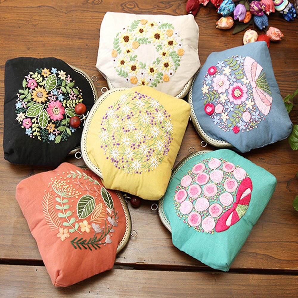 Chinesisch Einfach Stickerei DIY Blume Taschen Brieftasche Handtasche Kreuz Stich setzt Bausatz Hand NäHenne Handgemachte Handtasche Kreative