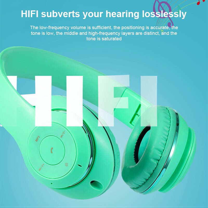 Foldable Bluetooth Wireless Headphones With Mic For Phone Tablet Music Noise Cancel Bass наушники Girl Kid Man Headset with Bag