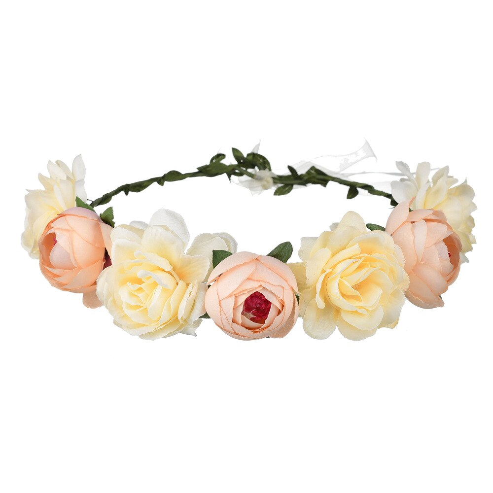 rose krans brude blomst krone pannebånd krans hode krans bryllup hodeplagg brudepike hodeplagg: Lys oransje