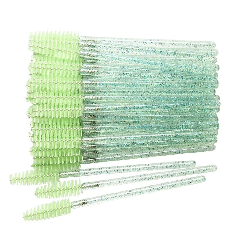 50 Stuks Wegwerp Wimperborstels Crystal Eye Lash Mascara Wands Glitter Lash Kam Spooies Micro Make-Up Applicators: Black