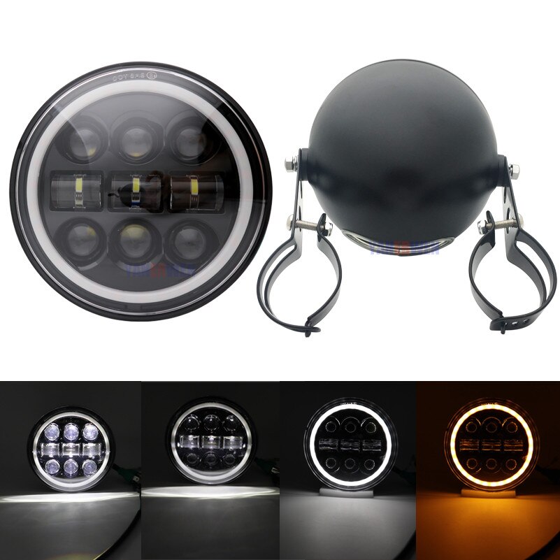 5 3/4" LED Headlights DRL 5.75 inch Iron 883 Dyna Headlamp for Triumph Rocket iii 3 Speed Tripl & Street Triple Driving Light: A Set