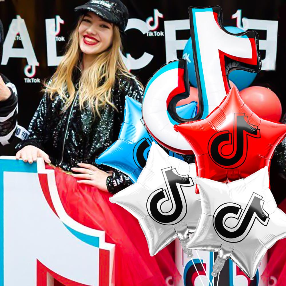 5PCS Party Balloons TIK Theme TOK Foil Music Note Balloons Birthday Party Sofa Door Decor Party Supplies Balloons for Fans