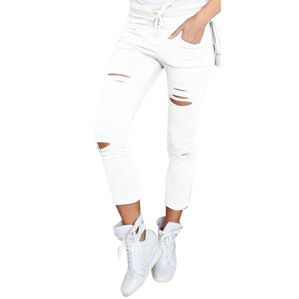 Hardloopsportkleding casual dames skinny gescheurde broek hoge taille stretch slanke broek broek  #4 nv 29