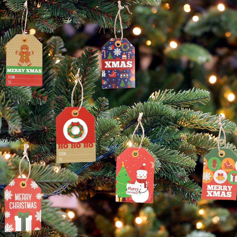 Weihnachten Stichworte Gedruckt Karikatur Kraft Papier Etikett Weihnachten Stichworte Mit Seil Hängen Stichworte Für Party/Heimat Dekoration DIY weihnachten Baum
