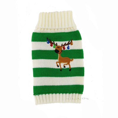 Chandail de noël en tricot | Rennes, animal de compagnie, chat chien, chiot rayé, vêtements chauds pour petits chiens, Costume Chihuahua bouledogue français: Green / XS