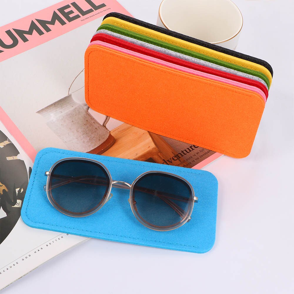 Funda de tela de fieltro suave para gafas, funda portátil de Color puro para anteojos, funda protectora para gafas de lectura