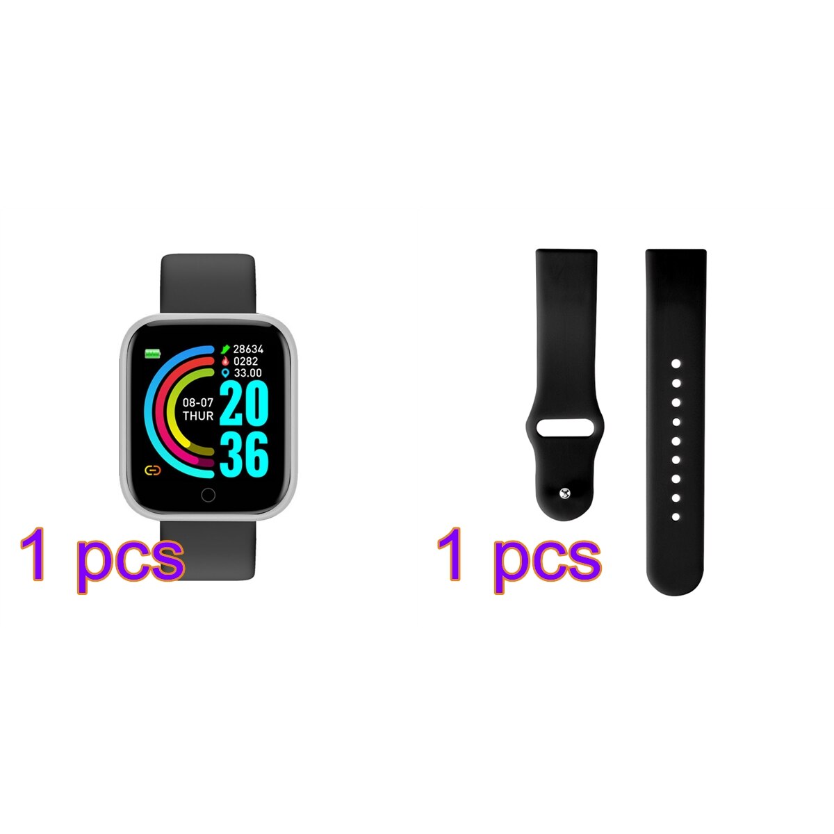2 PCS Y68 Smart Watches D20 Fitness Tracker Blood Pressure Smartwatch Heart Rate Monitor Bluetooth Wristwatch for IOS Android: with Strap 13