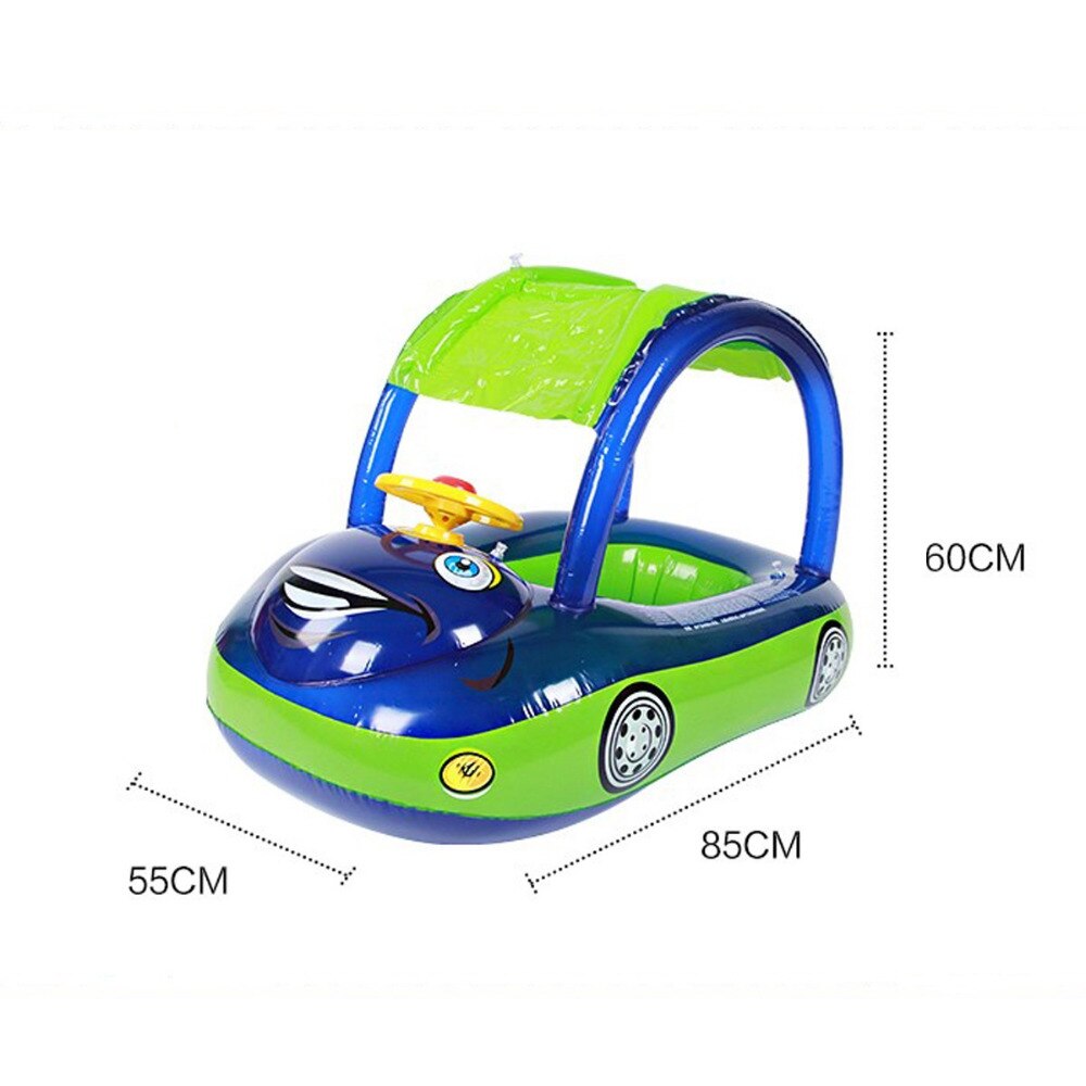 Baby Swim Ring Sunshade Steering Wheel Safe Floating Summer Kids Seat Inflatable Swimming Boat Toys Water Pool Tube PVC