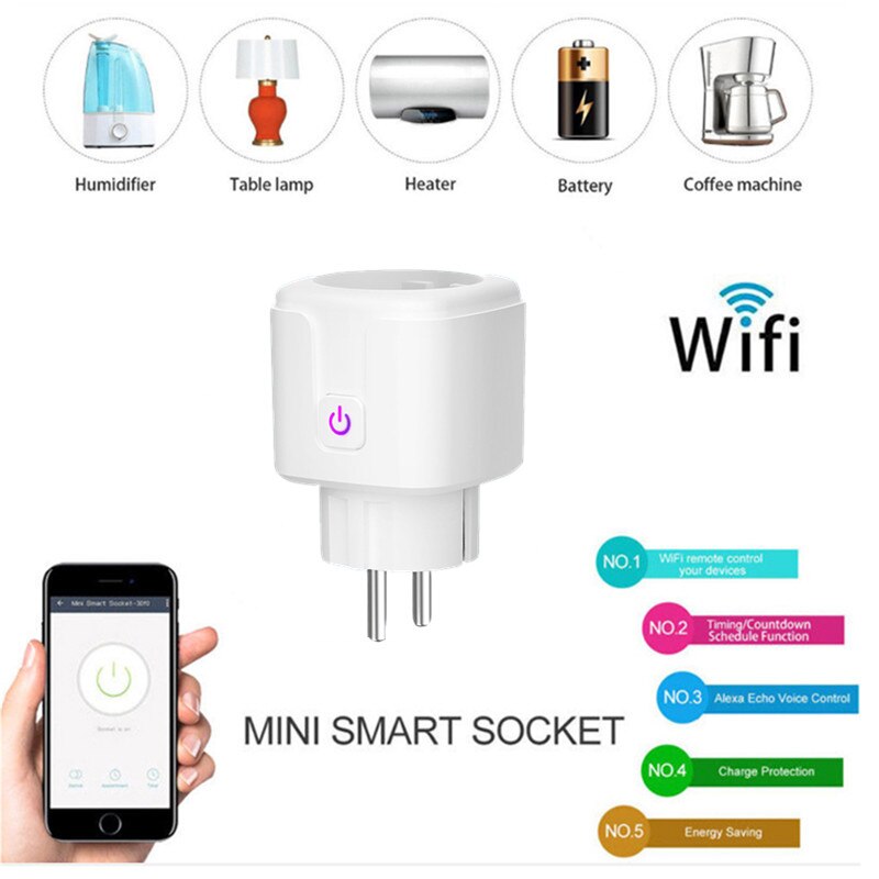 Wifi smart plug eu us uk adapter trådløs fjernbetjening stemmestyring strøm energi monitor stikkontakt timer stik til alexa google home