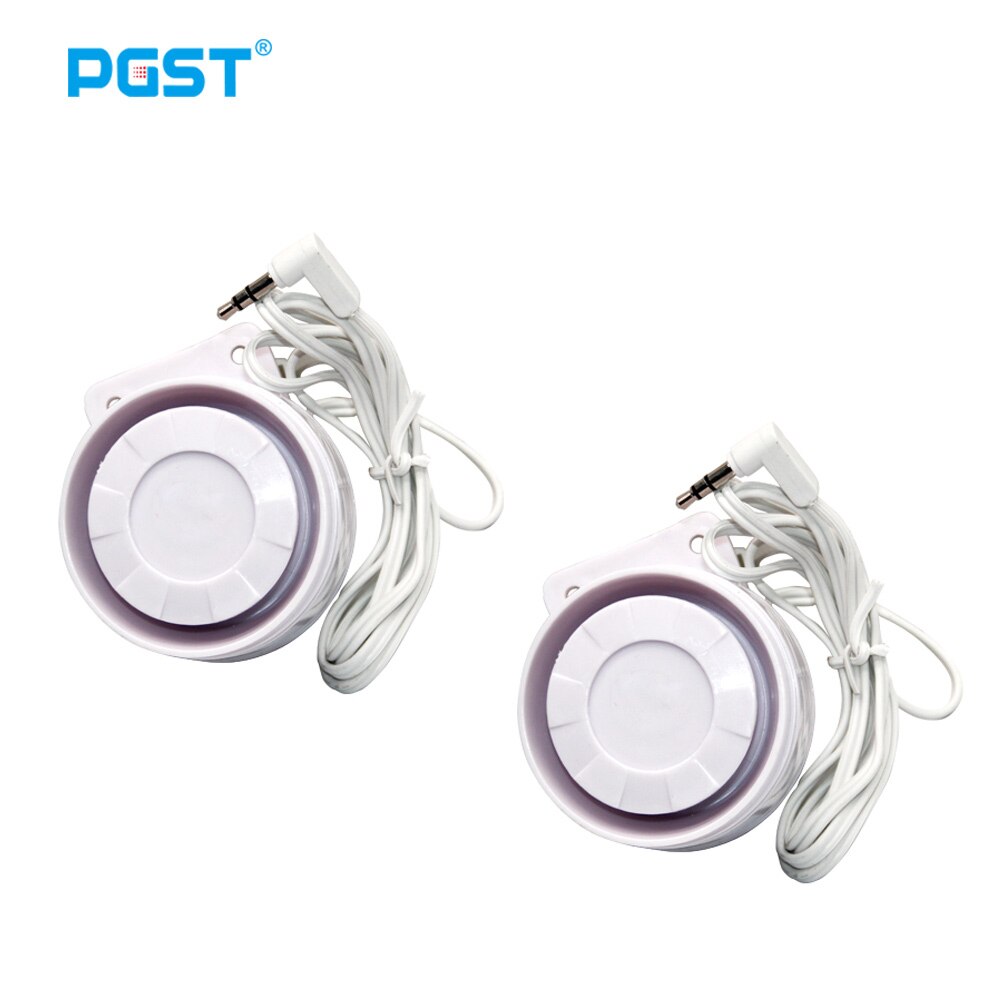 PGST – haut-parleur à sirène filaire, jack 3.5mm, pour système d'alarme de sécurité domestique sans fil, PG107, PG106, PG105, PG103: WHITE