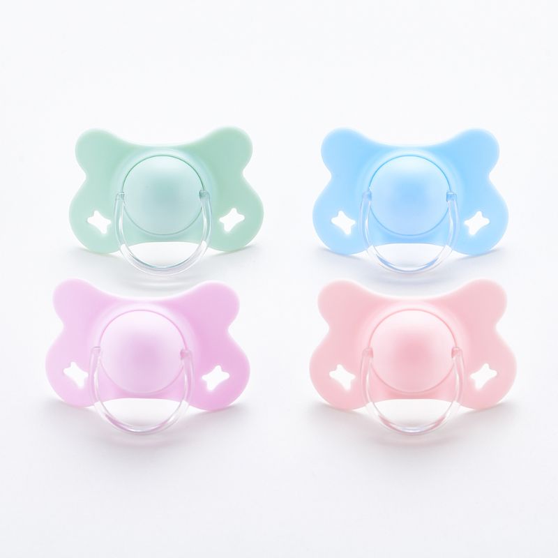 Chupete de silicona para bebés con tapa, forma de mariposa, redondo y plano, para dormir, morder, masticar