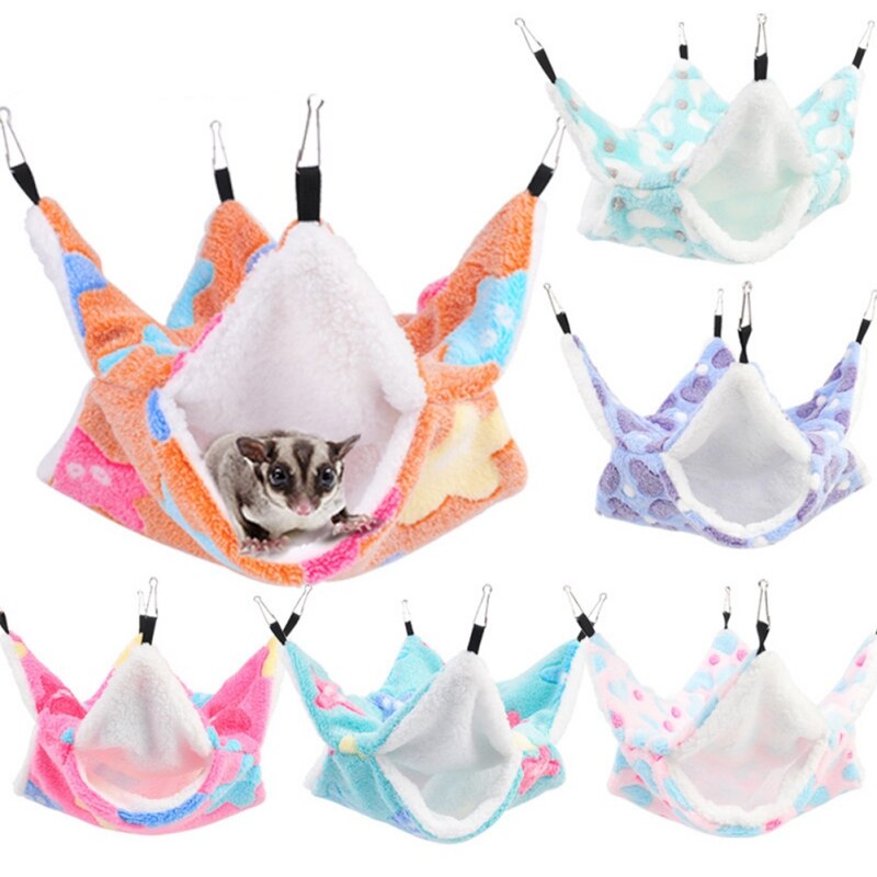 Double-layer Warm Hamster Hammock Rat Hanging Beds House Small Animal Cage Squirrel Guinea Pig Plush Cotton Nests