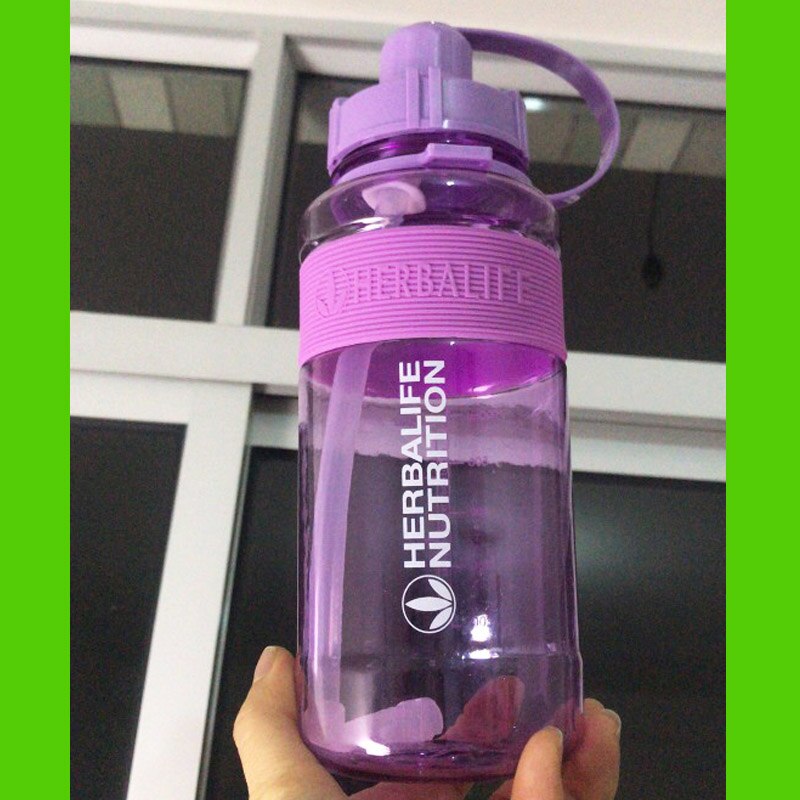 1000ml Herbalife Nutrition Food grade Plastic sports drink straw water bottle with lid scale mark: pruple