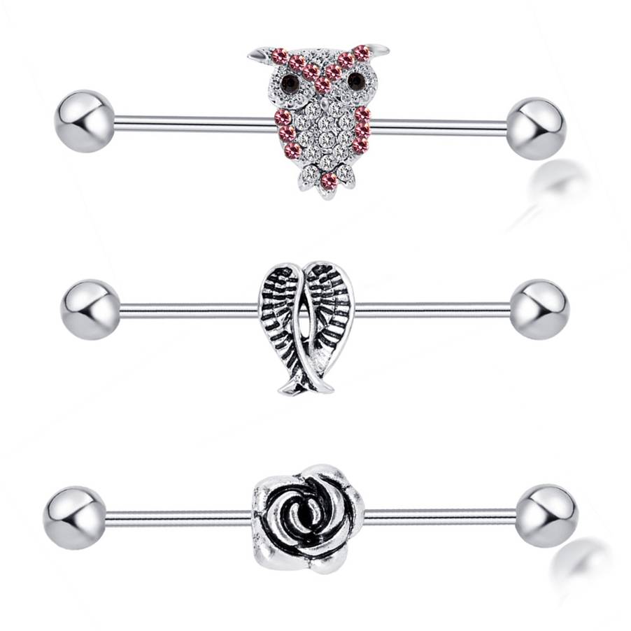 1PC Stainless Steel Industrial Barbell Ear Helix Piercing Labret Lip Ear Cartilage Stud Earrings Piercing Body jewelry Black