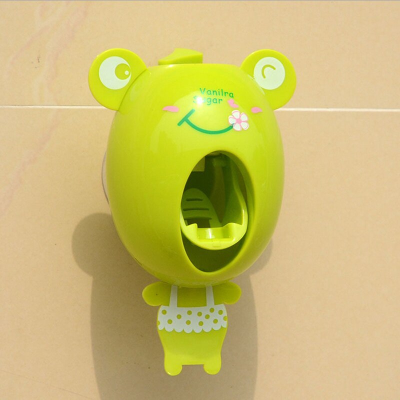 Distributeur automatique de dentifrice, support mural pour brosse à dents amusante, ensemble d'accessoires de salle de bain, pour enfants, porte-brosse à dents: Green