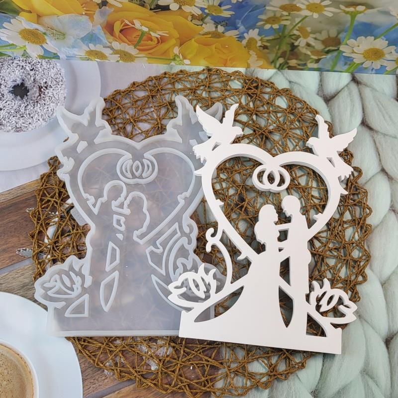 Love Wedding Plug-In candeliere stampi In Silicone sposi proposta della chiesa gesso cemento resina artigianale stampo per colata decorazioni per la casa