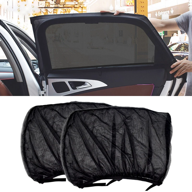 2 stks Auto Styling Accessoires Zonnescherm Auto UV Beschermen Gordijn Zijruit Zonnescherm Mesh Zonneklep Bescherming Glasfolie Gereedschap