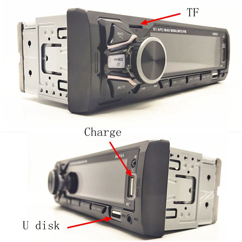 Radio con Bluetooth para coche, reproductor MP3 de 12V, manos libres, estéreo, Radio FM, compatible con luces de 7 colores, USB/TF Dual con entrada auxiliar en el tablero
