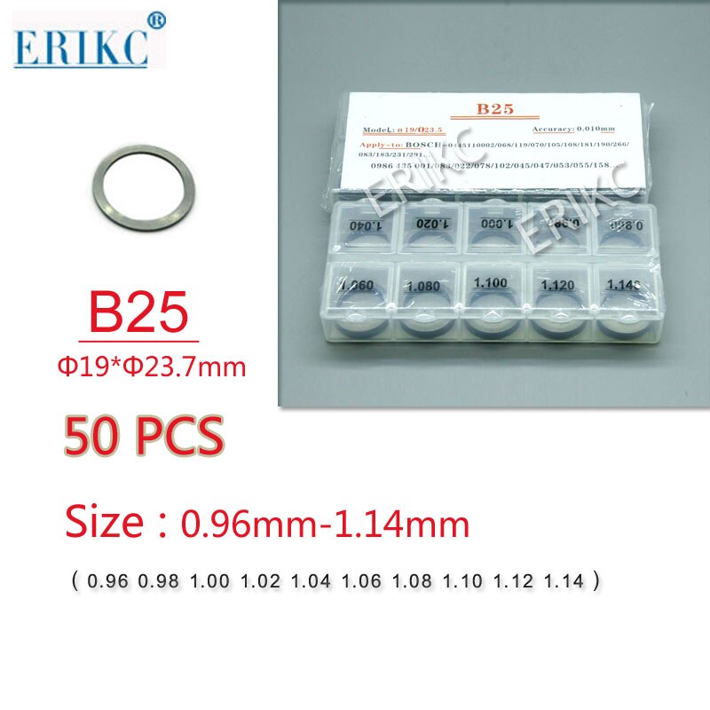 Calibration Shim B25 Size: 0.96mm--1.14mm Injector Solenoid Valve Shim Common Rail Lift Shim Set for Bosch Injector