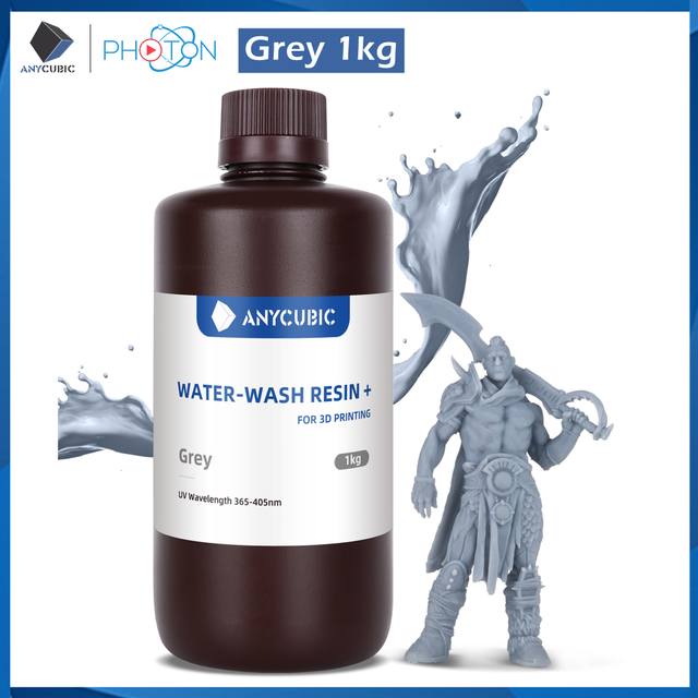 ANYCUBIC Water-Wash 3D Printer Resin Water-Washable High Precision Low odor And Low Viscosity for LCD resin 3D printers Photon: Grey 1kg