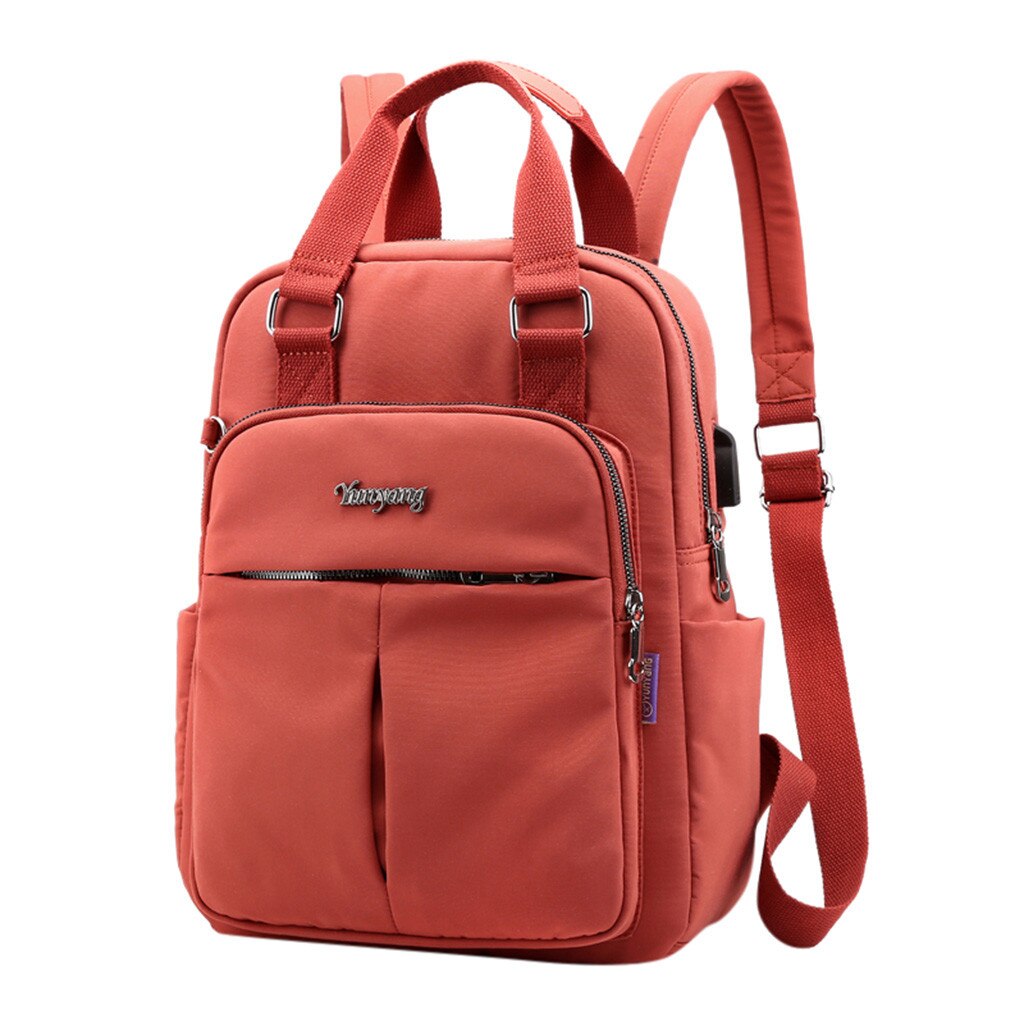 Vrouwen Laptop Rugzak Tas Usb Jack Reizen Outdoor Wandelen Winkelen Rugzak Effen Kleur Lichtgewicht Vrouwen Rugzak # G30: Oranje