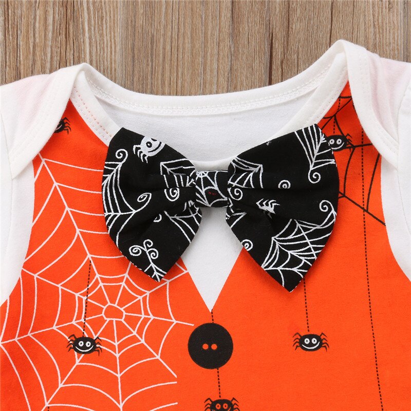 niños recién nacidos bebé niño niña pajarita araña manga corta mono traje de Halloween ropa Formal Caballero chaleco