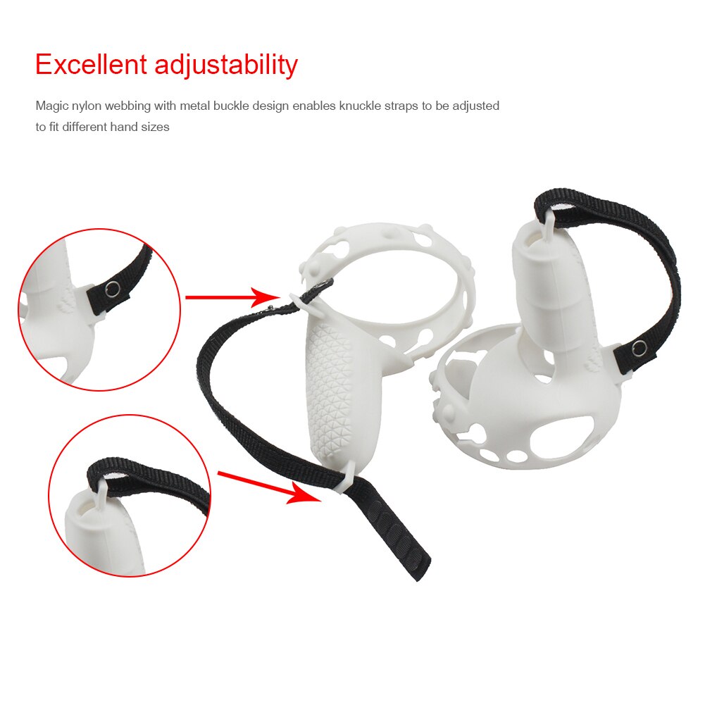 Cubierta de anillo de agarre de silicona 3 en 1, correa de mano ajustable y tapas de pulgar para Oculus Quest 2 VR, accesorios protectores, novedad
