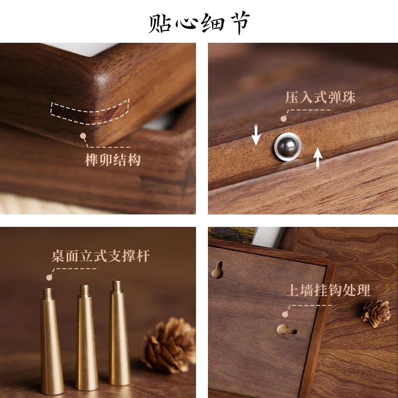 Marco de fotos moderno de madera maciza, de articulación de mortaja y espiga, Mini marco de fotos avanzado, decoración del hogar para pared de habitación, Porta Retrato FYPF