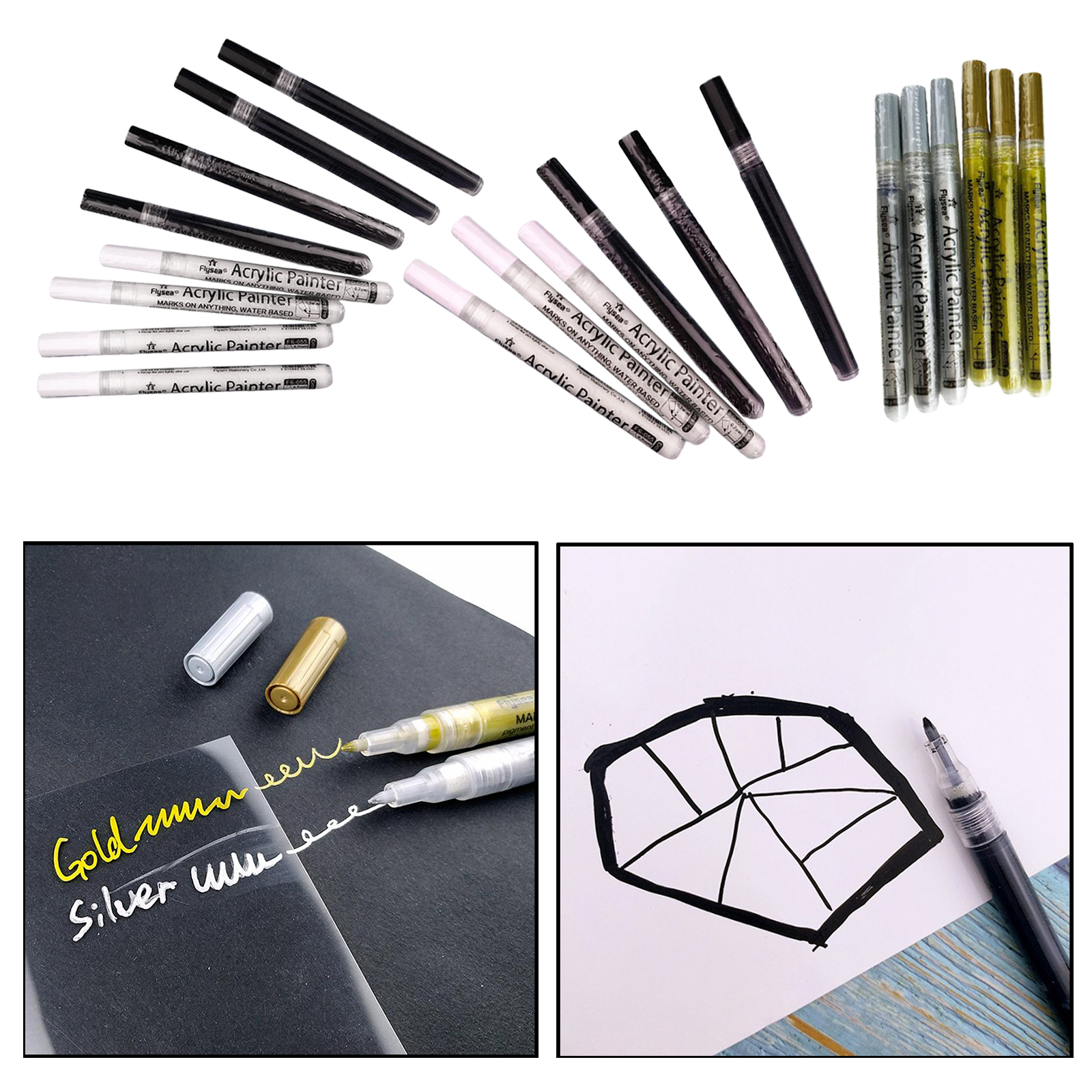 Waterproof Acrylic Paint Markers Pens Permanent Drawing Rock Painting Art